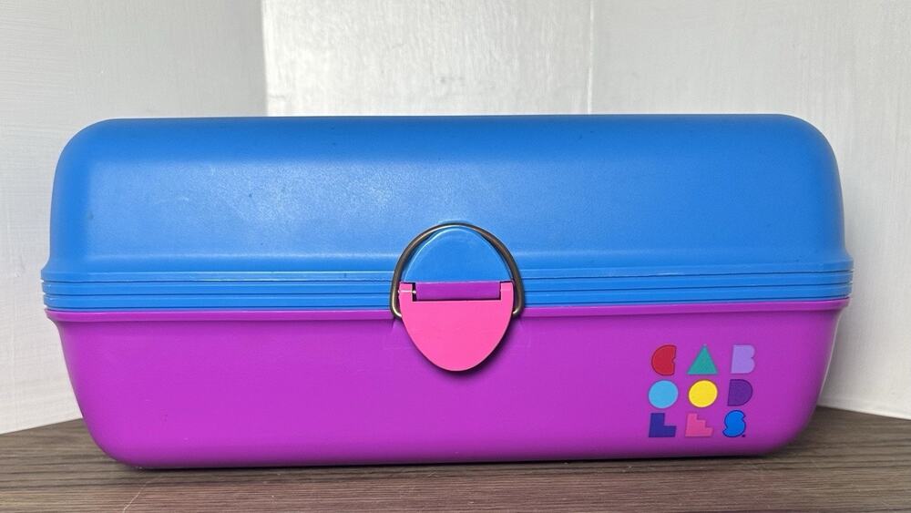 VTG Caboodles Pink Purple Make Up Storage Organizer Hard Case 2 Tiers 90s
